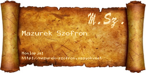 Mazurek Szofron névjegykártya